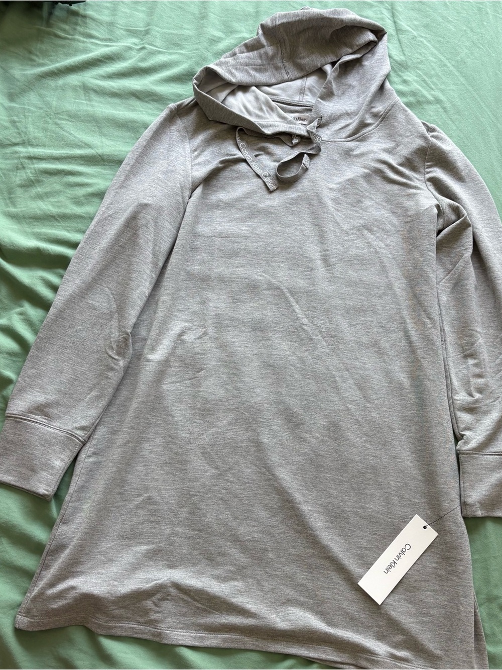 NWT Calvin Klein CK Light Gray Hooded Sweatshirt Dress XL X-large